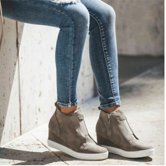 faux suede wedge sneaker
